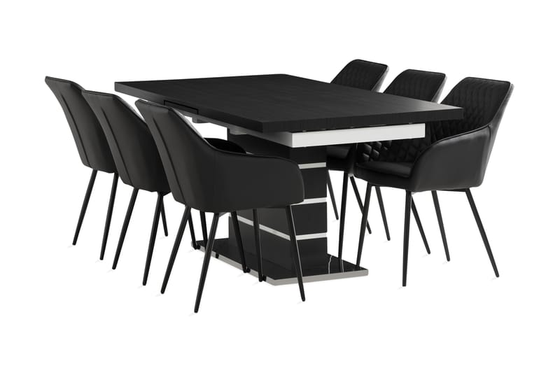 Spisegruppe Mueller Forlengbar 180 cm med 6 Olingdal Stoler - Svart - Spisegruppe