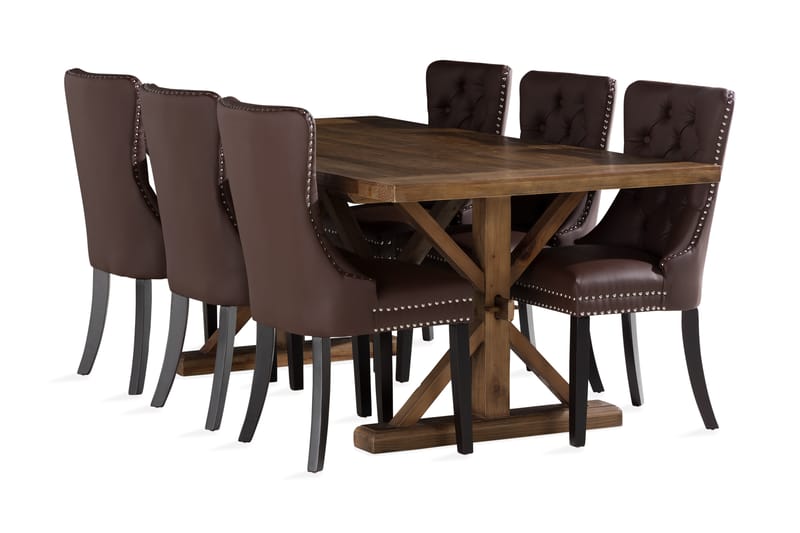 Spisegruppe Yorkshire 200x100cm inkl 6 Lossmen Stoler Kunstl - Spisegruppe