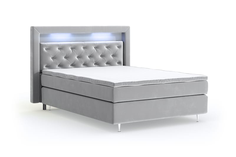 Romance Luxury Velvet Sengepakke 120x200 - Lysegrå - Komplett sengepakke - Kontinentalsenger
