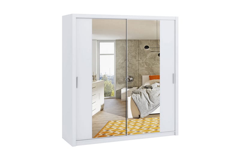 Garderobe Barriga 200 cm med Speil - Hvit - Garderober & garderobesystem