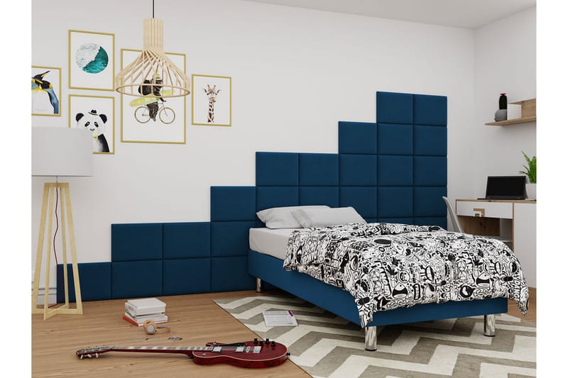 Kontinentalseng Forenza 80x200 cm+Panel 40 cm - Blå - Komplett sengepakke