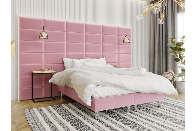 Kontinentalseng Forenza 180x200 cm+Panel 60 cm - Rosa - Komplett sengepakke