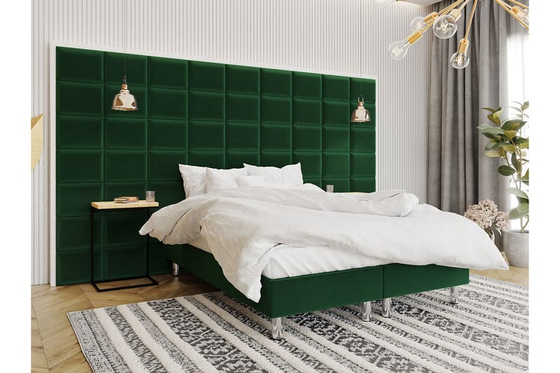 Kontinentalseng Forenza 160x200 cm+Panel 40 cm - Grønn - Komplett sengepakke