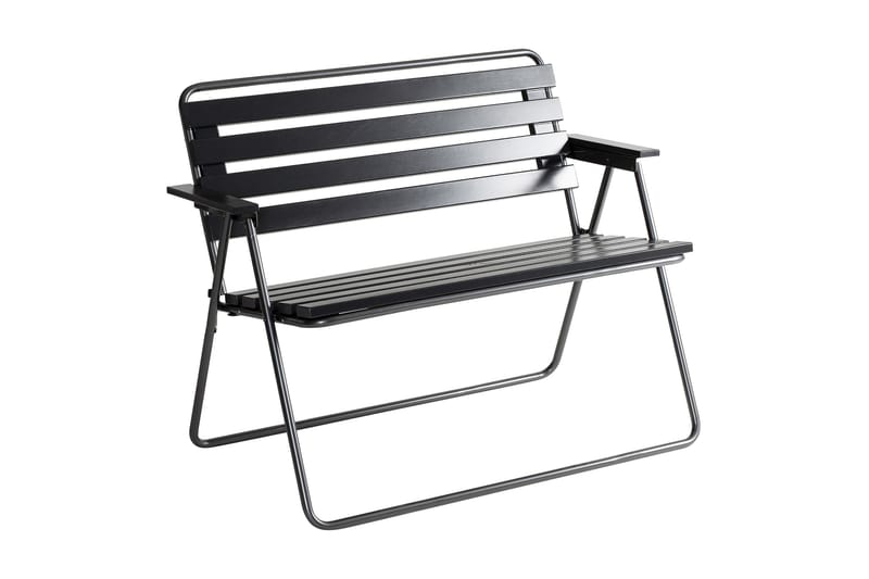 Benk Retro 322, 2-pers. Svart/Grå - Hagebenk & utebenk