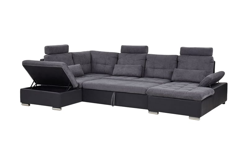 5-seters Sovesofa Elvestad med Oppbevaring - Grå - Møbler - Sofaer - Sovesofaer - Langsgående sovesofa