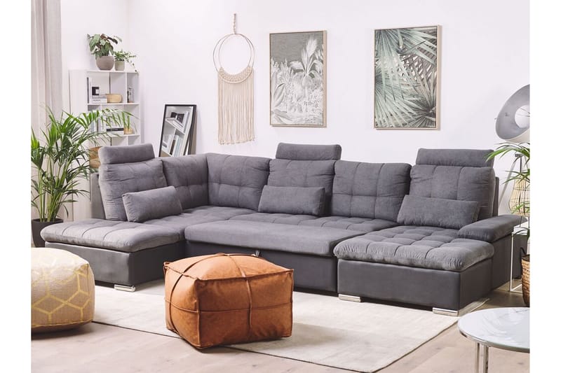 5-seters Sovesofa Elvestad med Oppbevaring - Grå - Møbler - Sofaer - Sovesofaer - Langsgående sovesofa