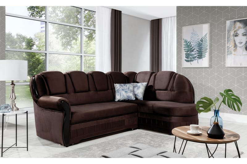 Sovesofa med Sjeselong Amillano Høyre - Brun - Møbler - Sofaer - Sovesofaer - Langsgående sovesofa