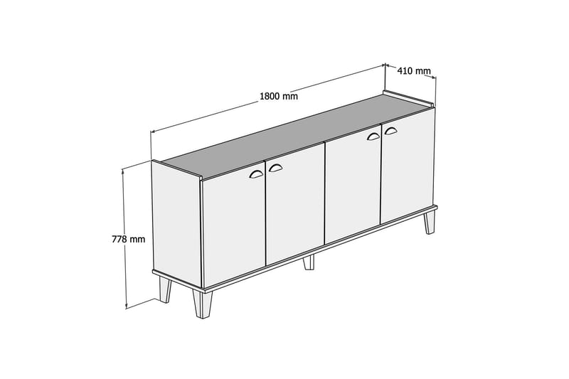 Sideboard 41x182 cm - Natur/Hvit - Sideboard & skjenk