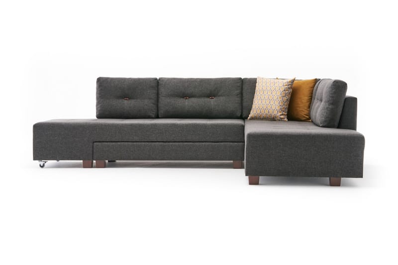 Sovesofa med sjeselong Kypros Høyre - Antrasitt / Svart - Møbler - Sofaer - Sovesofaer - Forovervendt sovesofa