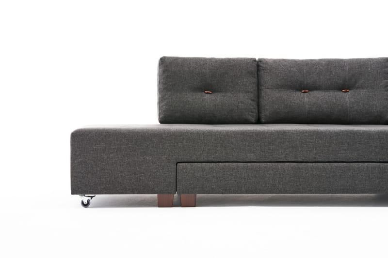 Sovesofa med sjeselong Kypros Høyre - Antrasitt / Svart - Møbler - Sofaer - Sovesofaer - Forovervendt sovesofa