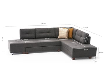 Sovesofa med sjeselong Kypros Høyre - Antrasitt / Svart - Møbler - Sofaer - Sovesofaer - Forovervendt sovesofa
