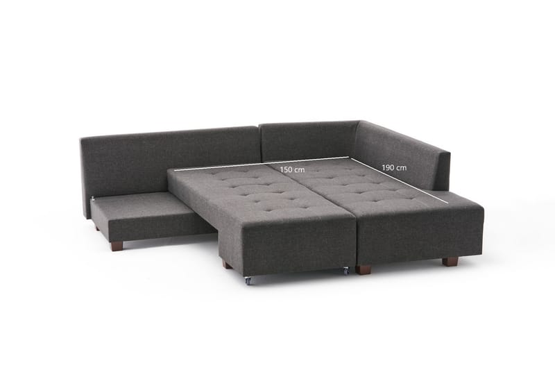 Sovesofa med sjeselong Kypros Høyre - Antrasitt / Svart - Møbler - Sofaer - Sovesofaer - Forovervendt sovesofa