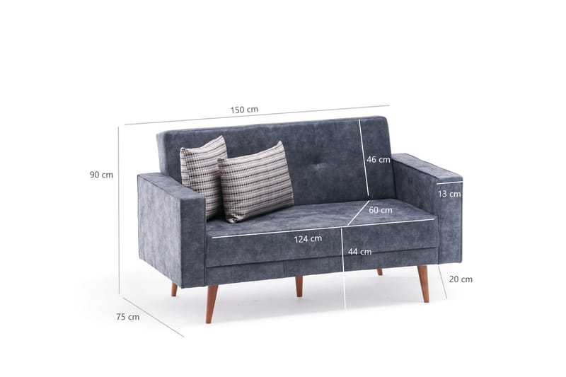 2-seters sofa Kenya - Antrasitt / Natur - 2 seter sofa