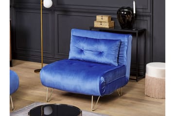 Sovesofa 1-seters fløyel marineblå VESTFOLD - Blå - Møbler - Sofaer - Sovesofaer - Forovervendt sovesofa