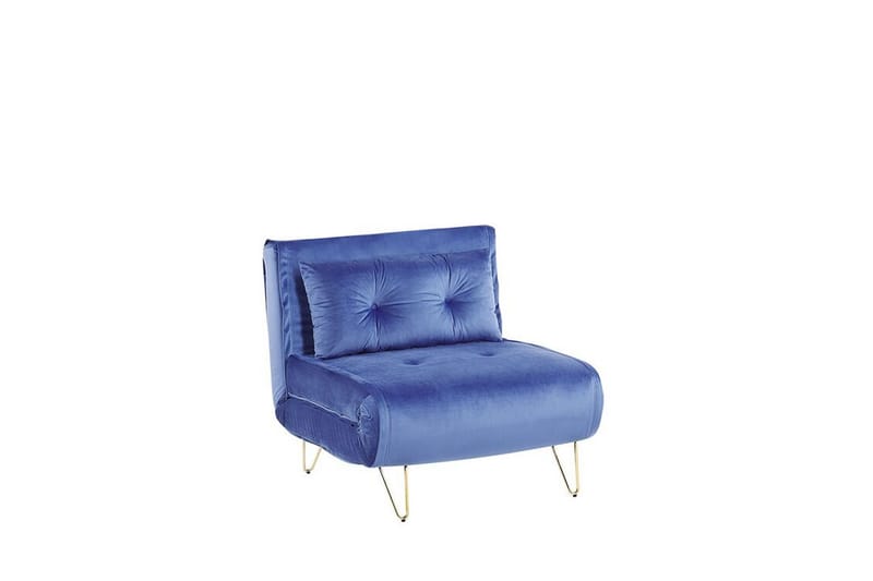 Sovesofa 1-seters fløyel marineblå VESTFOLD - Blå - Møbler - Sofaer - Sovesofaer - Forovervendt sovesofa