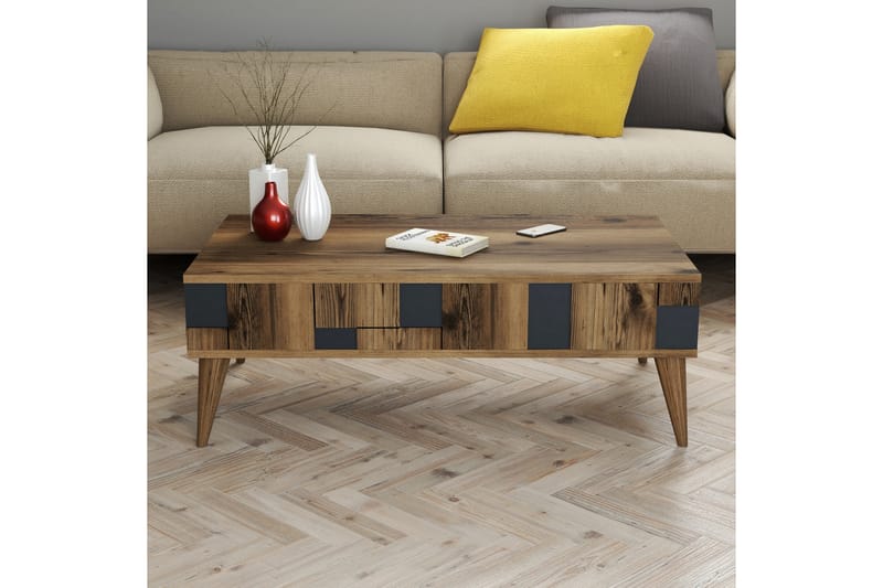 Sofabord Moyano 105 cm - Mørkebrun/Antracit - Sofabord & salongbord
