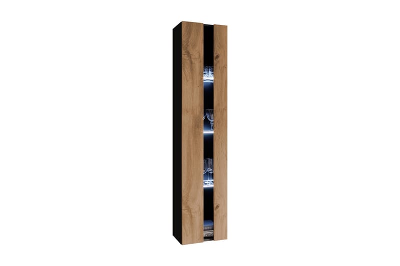 Vitrineskap Veria 30x40 cm Hvit LED - Natur/Svart - Vitrineskap
