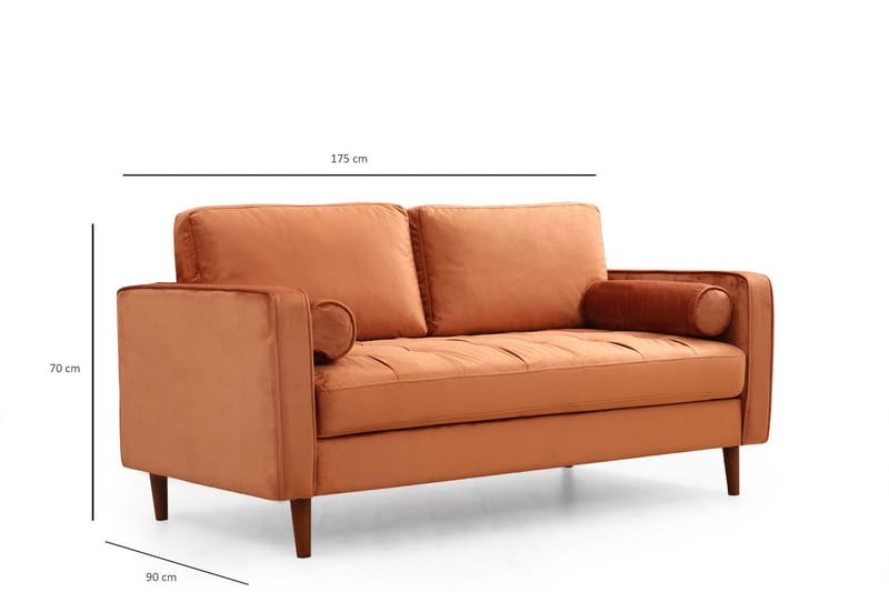 Sofa Puento 2-seters - Oransje - 2 seter sofa