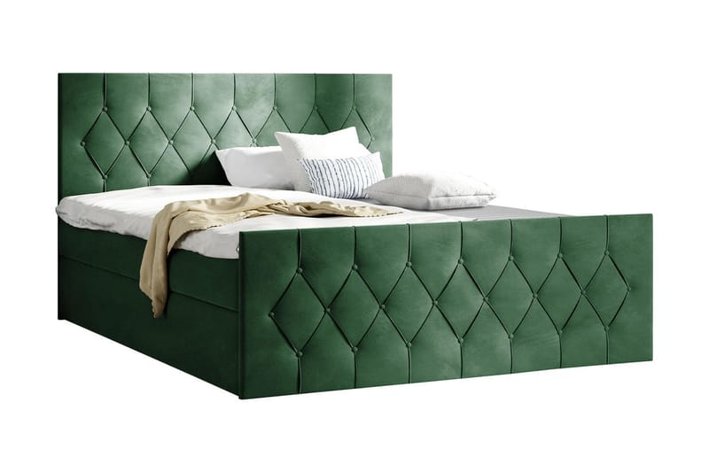 Kontinentalseng 187x216 cm - Grønn - Senger med oppbevaring - Komplett sengepakke