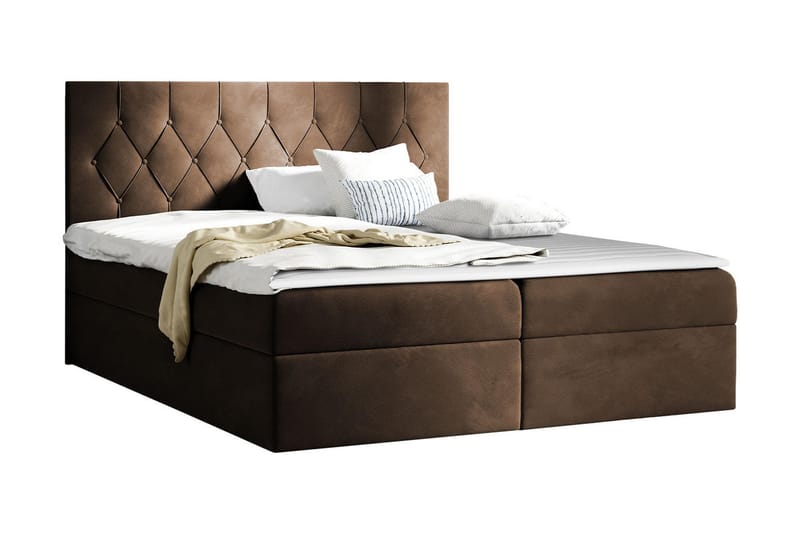 Kontinentalseng 144x208 cm - Brun - Komplett sengepakke - Senger med oppbevaring