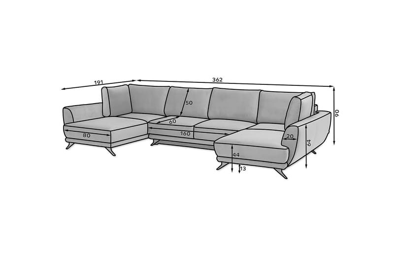 Sovesofa Dobbeltsjeselong Kazuma - Limegrønn - Møbler - Sofaer - Sovesofaer - Langsgående sovesofa