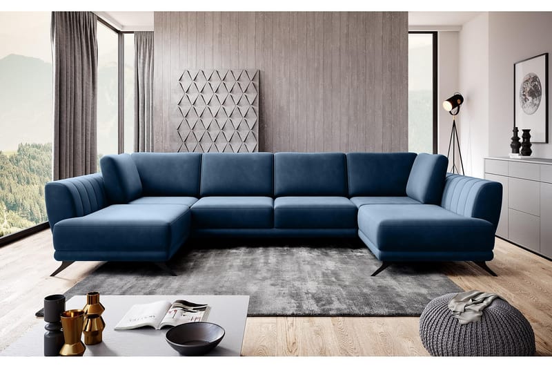 Sovesofa Dobbeltsjeselong Kazuma - Mørkeblå - Møbler - Sofaer - Fløyelssofaer