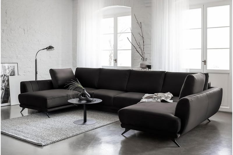 Sovesofa Dobbeltsjeselong Kazuma - Svart - Møbler - Sofaer - Sovesofaer - Langsgående sovesofa