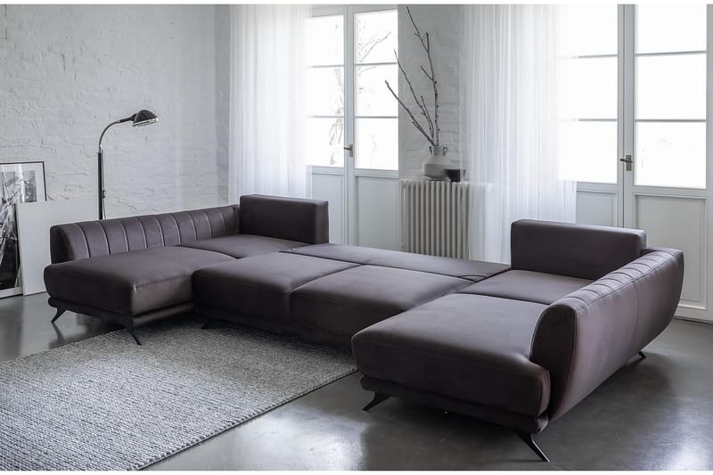 Sovesofa Dobbeltsjeselong Kazuma - Brun - Møbler - Sofaer - Sovesofaer - Langsgående sovesofa