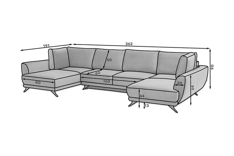 Sovesofa Dobbeltsjeselong Kazuma - Brun - Møbler - Sofaer - Sovesofaer - Langsgående sovesofa