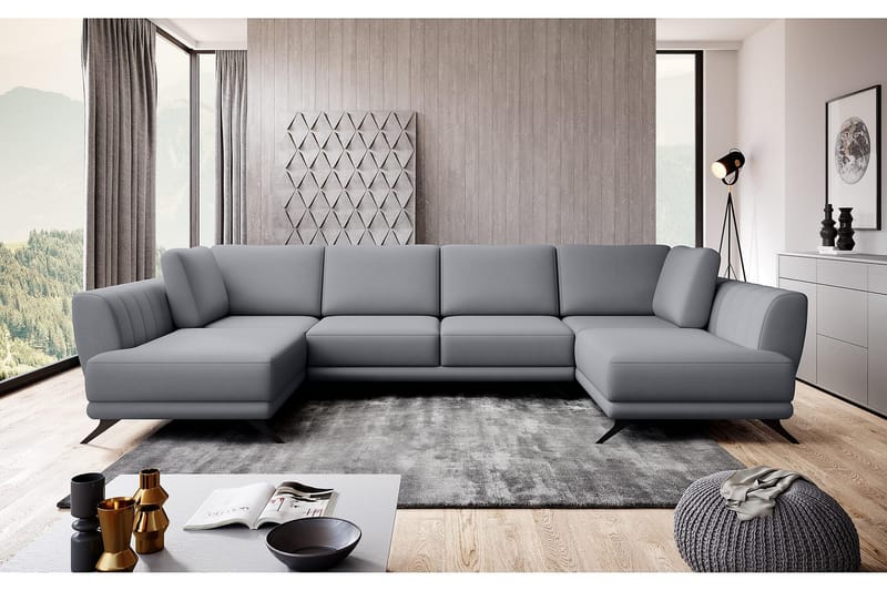 Sovesofa Dobbeltsjeselong Kazuma - Lysegrå - Møbler - Sofaer - Sovesofaer - Langsgående sovesofa