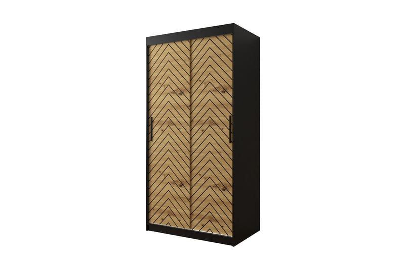 Garderobe 100 - Svart|Natur - Garderobeskap - Garderober & garderobesystem