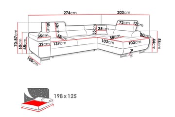 Sovesofa med sjeselong - Brun - Møbler - Sofaer - Sovesofaer - Langsgående sovesofa