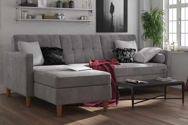 Sovesofa Hartford - Lysegrå - Møbler - Sofaer - Sovesofaer - Langsgående sovesofa