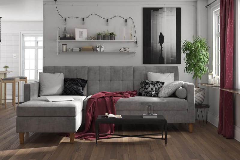 Sovesofa Hartford - Lysegrå - Møbler - Sofaer - Sovesofaer - Langsgående sovesofa