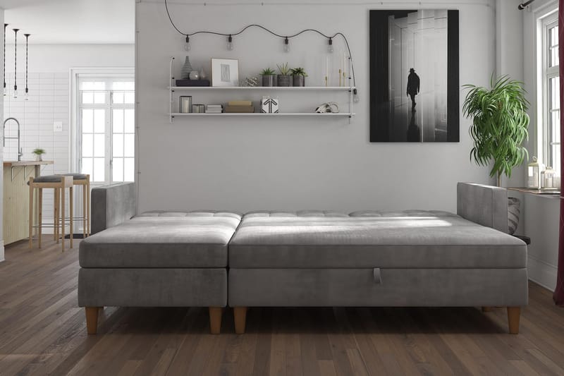Sovesofa Hartford - Lysegrå - Møbler - Sofaer - Sovesofaer - Langsgående sovesofa