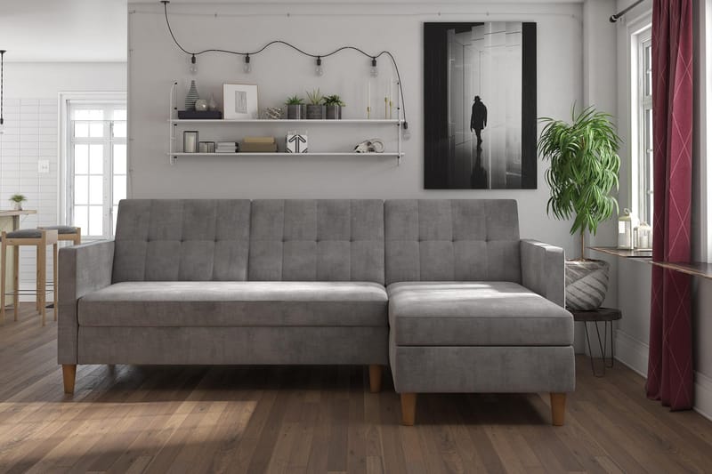 Sovesofa Hartford - Lysegrå - Møbler - Sofaer - Sovesofaer - Langsgående sovesofa