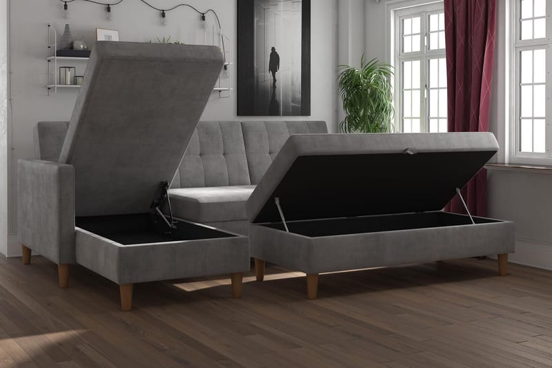Sovesofa Hartford - Lysegrå - Møbler - Sofaer - Sovesofaer - Langsgående sovesofa