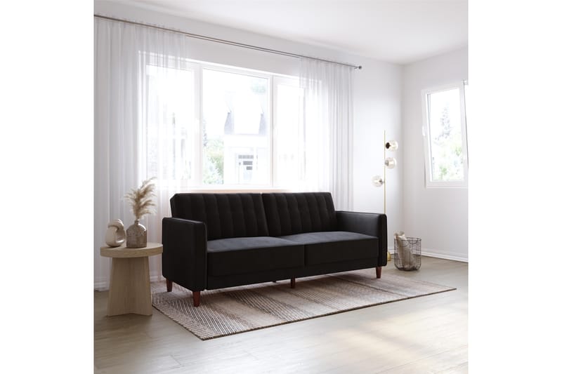Sovesofa Pin Tufted - Svart - Møbler - Sofaer - Sovesofaer - Langsgående sovesofa