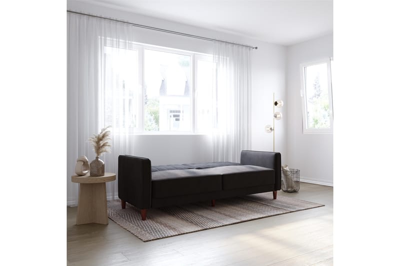 Sovesofa Pin Tufted - Svart - Møbler - Sofaer - Sovesofaer - Langsgående sovesofa
