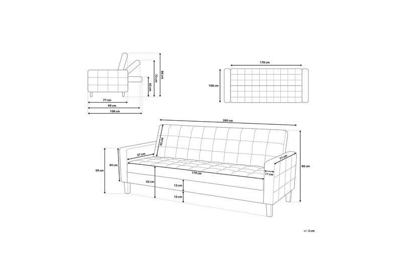 Sovesofa Vehkoo 200 cm - Blå - Møbler - Sofaer - Sovesofaer - Langsgående sovesofa
