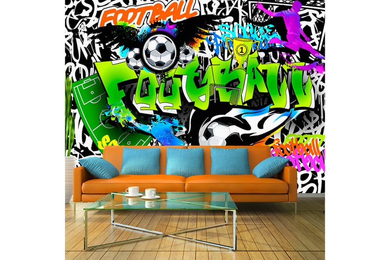 Fototapet Football Graffiti 400x280 - Artgeist sp. z o. o. - Tapet stue - Tapet soverom - Kjøkkentapeter - Fototapeter