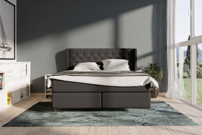 Komplett Sengepakke Choice No 3 140x200 Fast - Mørkegrå|Metallben - Kontinentalsenger - Komplett sengepakke
