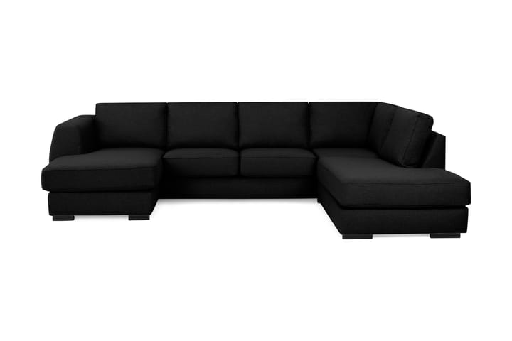 U-sofa Ontario med Divan Venstre - Svart - 4 seters sofa med divan - U-sofa