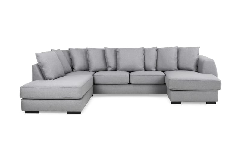 U-sofa Ontario med Divan Høyre inkl. Konvoluttputer - Lysgrå - 4 seters sofa med divan - U-sofa