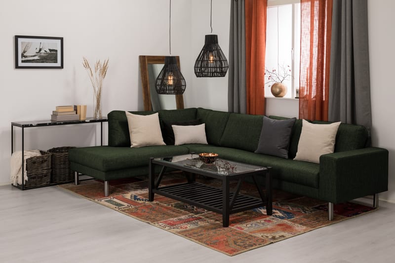 Sofa Erstavik Large med Sjeselong Venstre - Grønn - Sofaer med sjeselong
