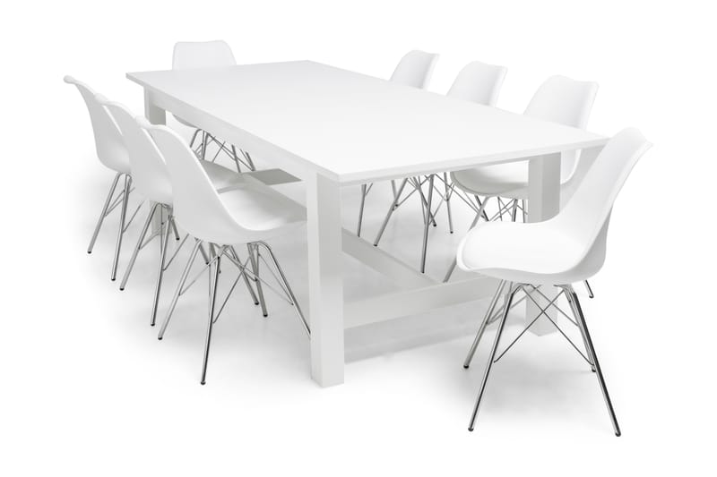 Spisegruppe Isadora Hvit 8 Scale Stoler Hvit/Krom - Hvit - Spisegruppe