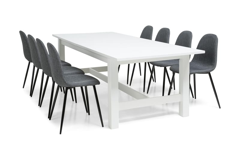 Spisegruppe Isadora Hvit/Grå/Svart - 8 Naira Stoler - Spisegruppe