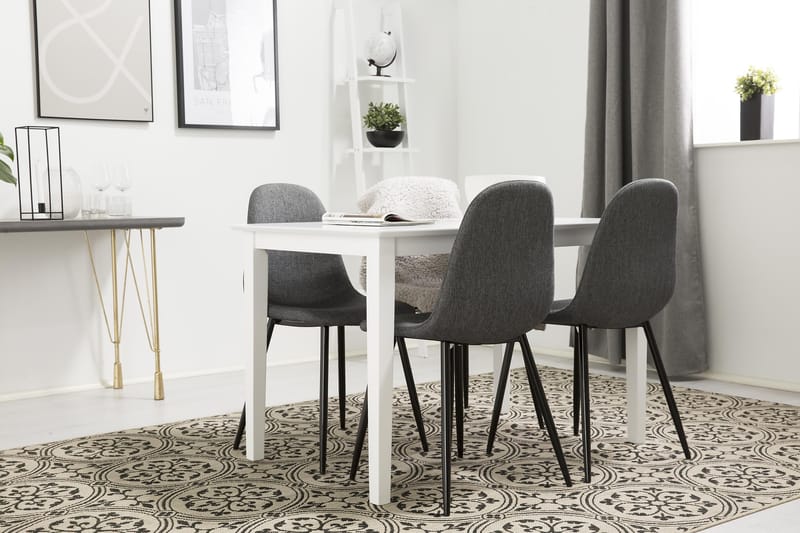 Spisegruppe Matilda 120 cm inkl 4 Naira Stoler - Hvit/Grå/Svart - Spisegruppe