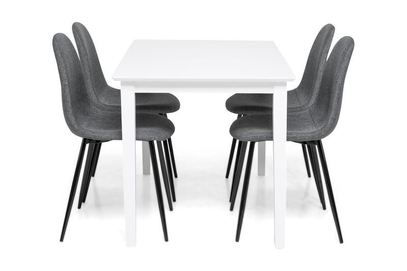 Spisegruppe Matilda 120 cm inkl 4 Naira Stoler - Hvit/Grå/Svart - Spisegruppe