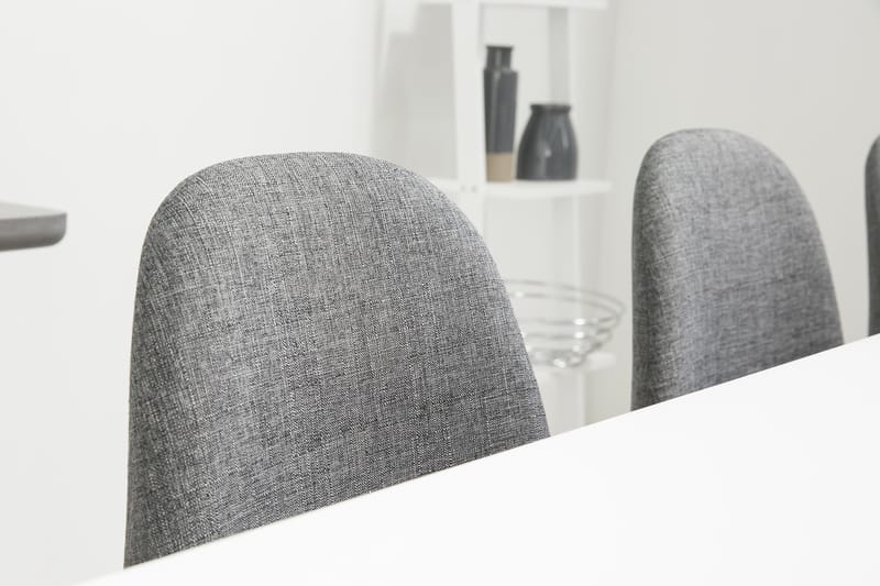 Spisegruppe Matilda 120 cm inkl 4 Naira Stoler - Hvit/Grå/Svart - Spisegruppe